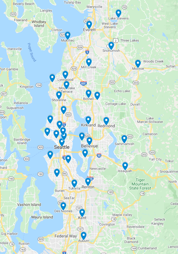 Seattle service area map